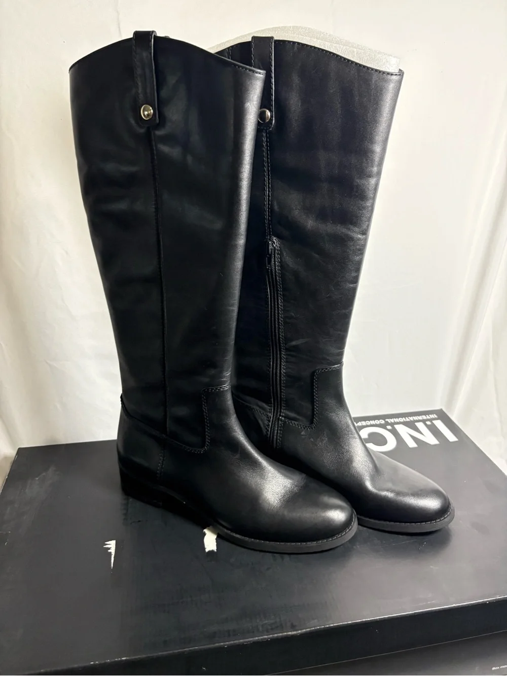 New INC Black Knee-High Leather Boots - Women size 9M